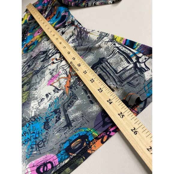 Joseph Ribkoff Abstract Graffiti Art Tunic Top size 12 Asymmetrical Button Boho - Picture 5 of 16